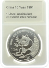 China 10 Yuan 1991 Silber Panda - 1 Unze Feinsilber